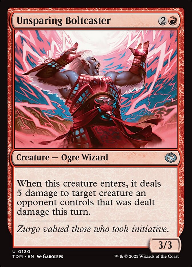 Unsparing Boltcaster 130 (Tarkir: Dragonstorm)  - Foil | Good Games Adelaide SA