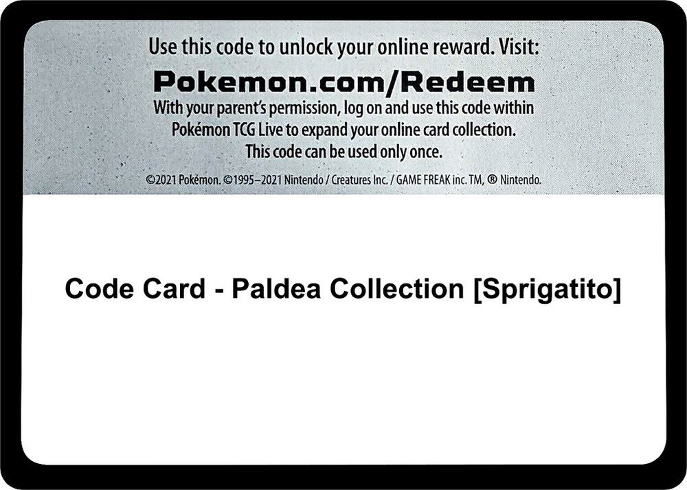 Code Card Paldea Collection Sprigatito  (SV01: Scarlet & Violet Base Set)  | Good Games Adelaide SA