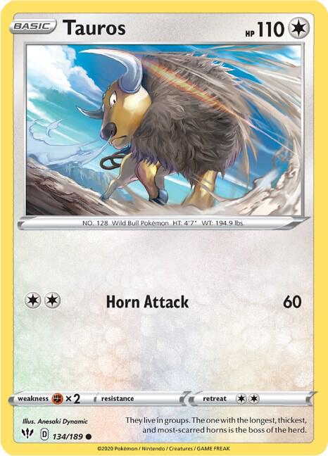 Tauros 134/189 (SWSH03: Darkness Ablaze)  | Good Games Adelaide SA