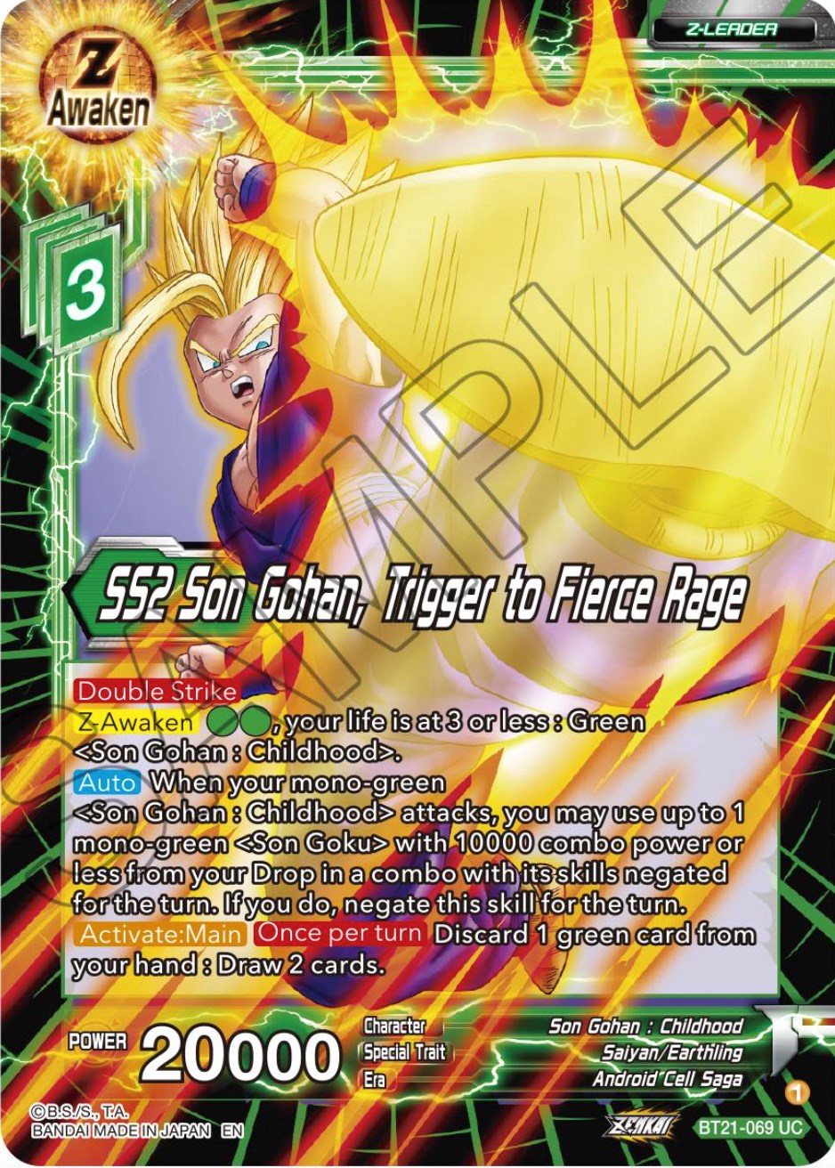 SS2 Son Gohan, Trigger to Fierce Rage (BT21-069) [ZENKAI Series: Set 04] | Good Games Adelaide SA