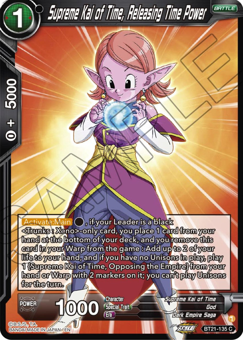 Supreme Kai of Time, Releasing Time Power (BT21-135) [ZENKAI Series: Set 04] | Good Games Adelaide SA