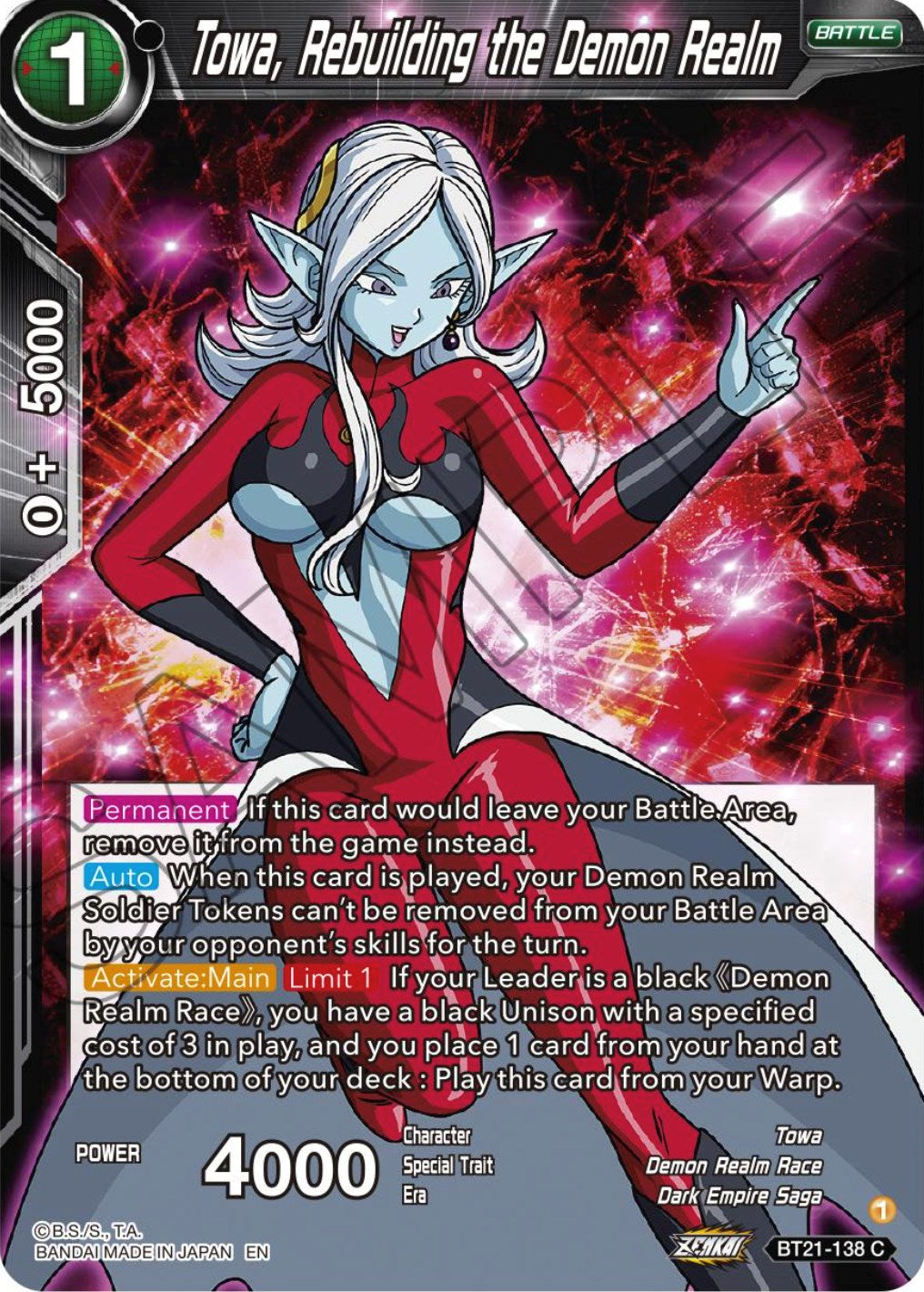 Towa, Rebuilding the Demon Realm (BT21-138) [ZENKAI Series: Set 04] | Good Games Adelaide SA