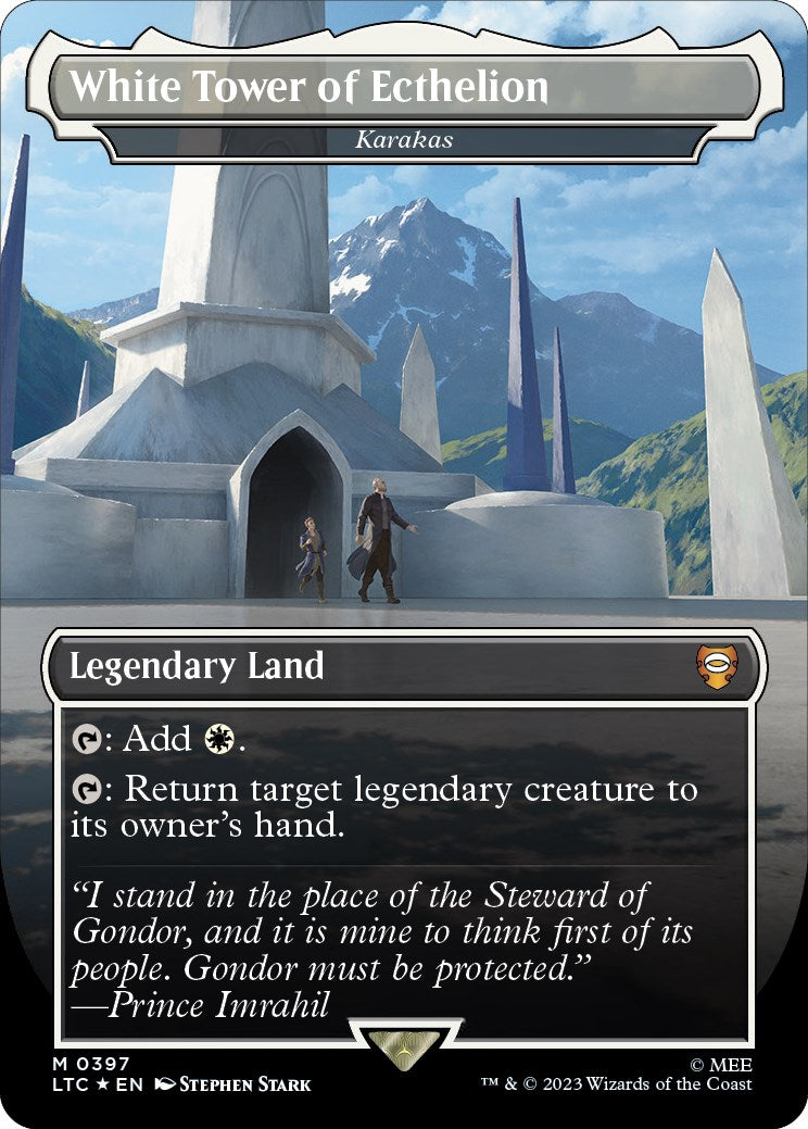 White Tower of Ecthelion - Karakas (Borderless) (Surge Foil Realms and Relics) [The Lord of the Rings: Tales of Middle-Earth Commander] | Good Games Adelaide SA
