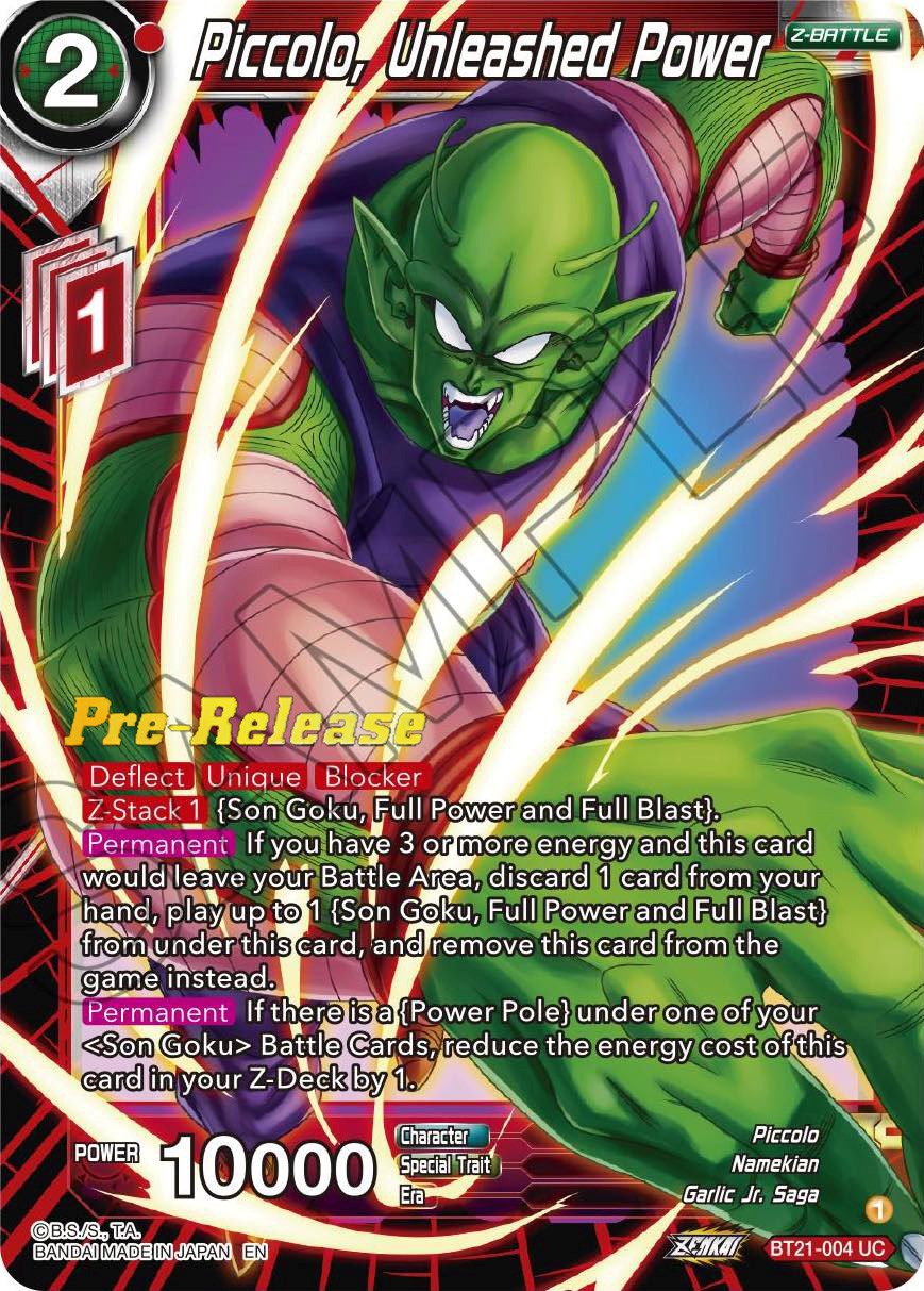 Piccolo, Unleashed Power (BT21-004) [Wild Resurgence Pre-Release Cards] | Good Games Adelaide SA