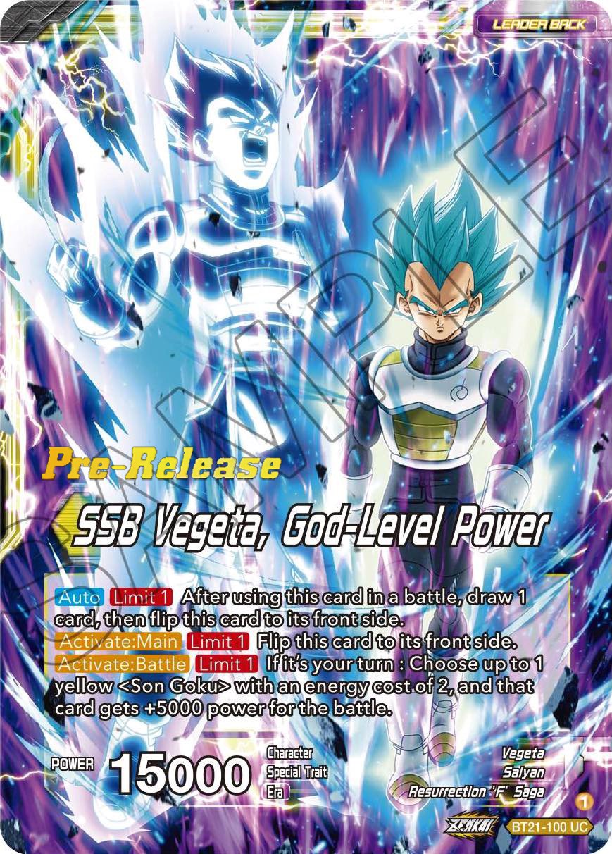 SSB Son Goku // SSB Vegeta, God-Level Power (BT21-100) [Wild Resurgence Pre-Release Cards] | Good Games Adelaide SA