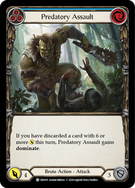 Predatory Assault (Blue) [CRU015] 1st Edition Rainbow Foil | Good Games Adelaide SA
