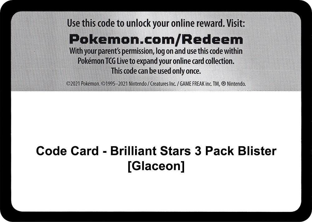 Code Card Brilliant Stars 3 Pack Blister Glaceon  (SWSH09: Brilliant Stars)  | Good Games Adelaide SA