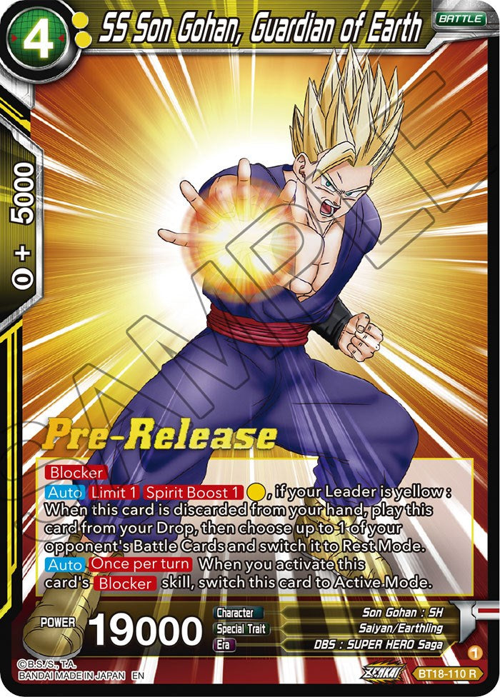 SS Son Gohan, Guardian of Earth (BT18-110) [Dawn of the Z-Legends Prerelease Promos] | Good Games Adelaide SA