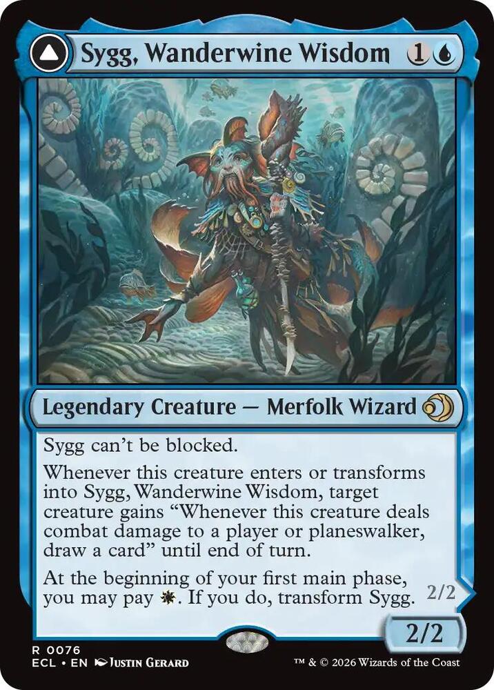 Sygg, Wanderwine Wisdom // Sygg, Wanderbrine Shield 76 (Lorwyn Eclipsed)  - Foil | Good Games Adelaide SA