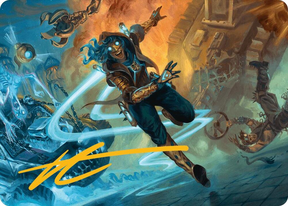 Sita Varma Masked Racer Art Card Gold Stamped Signature 26 (Art Series: Aetherdrift)  | Good Games Adelaide SA