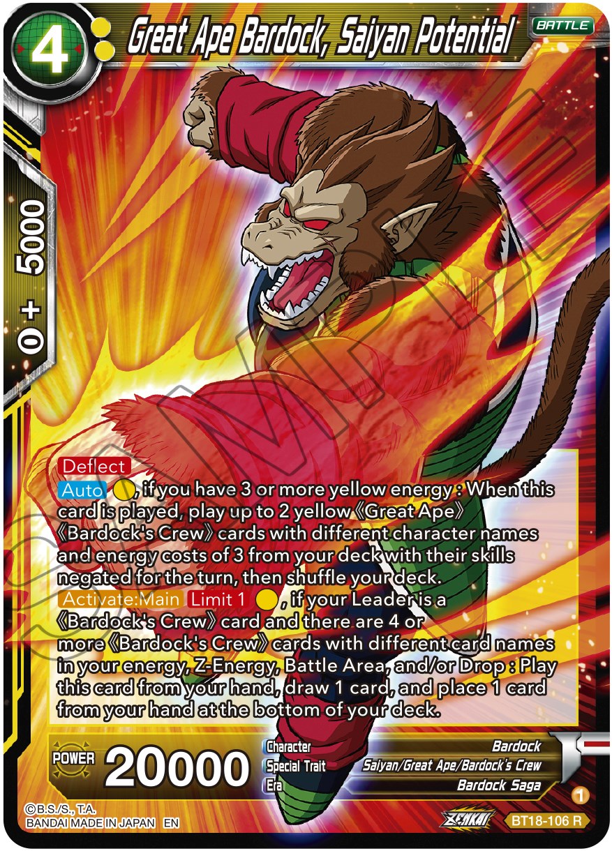 Great Ape Bardock, Saiyan Potential (BT18-106) [Dawn of the Z-Legends] | Good Games Adelaide SA