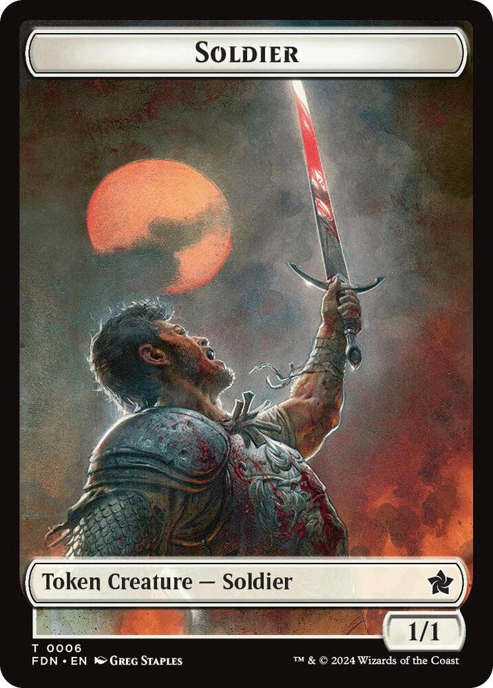 Soldier Faerie Double Sided Token 6 // 9 (Foundations)  | Good Games Adelaide SA