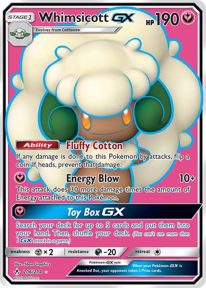 Whimsicott GX Full Art 206/214 (SM - Unbroken Bonds)  - Holofoil | Good Games Adelaide SA