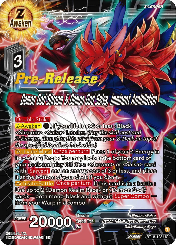 Demon God Shroom & Demon God Salsa, Imminent Annihilation (BT18-123) [Dawn of the Z-Legends Prerelease Promos] | Good Games Adelaide SA