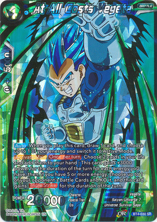 At All Costs Vegeta (Shatterfoil) (BT4-030) [Dragon Brawl] | Good Games Adelaide SA