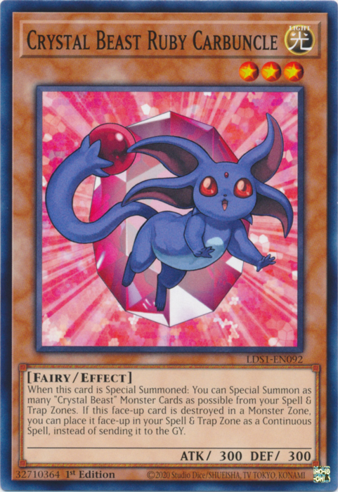 Crystal Beast Ruby Carbuncle [LDS1-EN092] Common | Good Games Adelaide SA