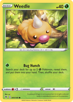 Weedle (001/185) [Sword & Shield: Vivid Voltage] | Good Games Adelaide SA