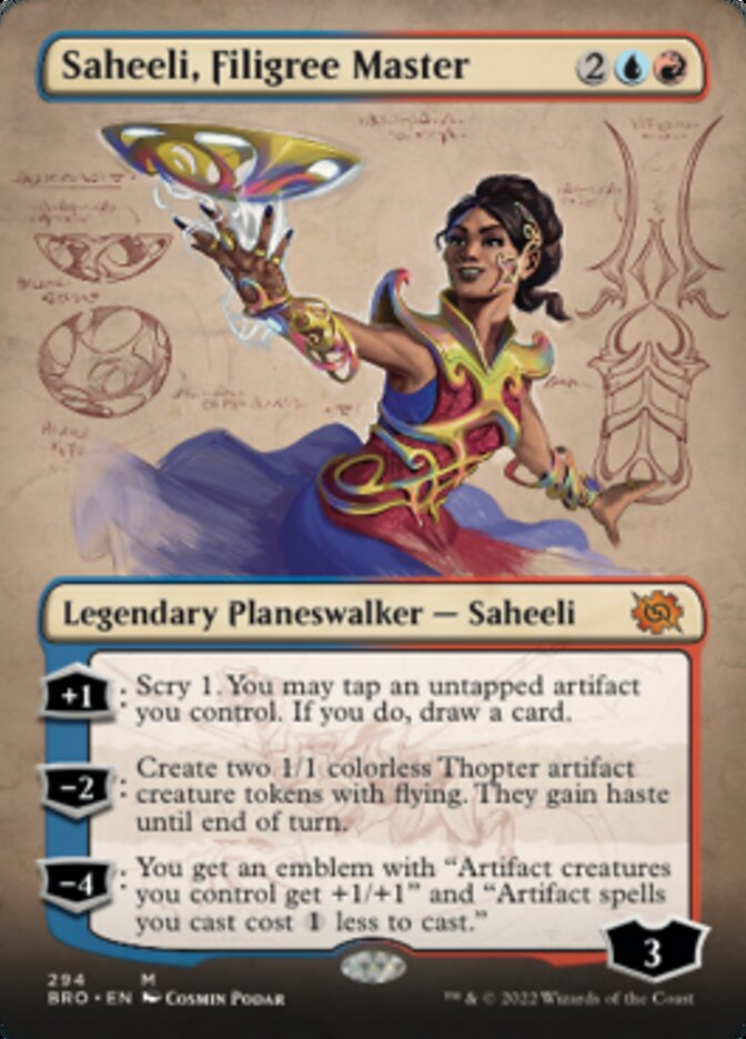 Saheeli, Filigree Master (Borderless Alternate Art) [The Brothers' War] | Good Games Adelaide SA