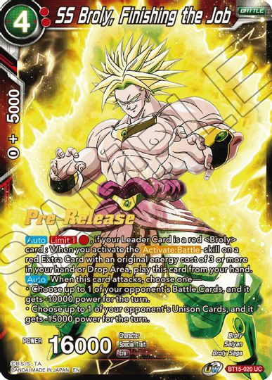 SS Broly, Finishing the Job (BT15-020) [Saiyan Showdown Prerelease Promos] | Good Games Adelaide SA