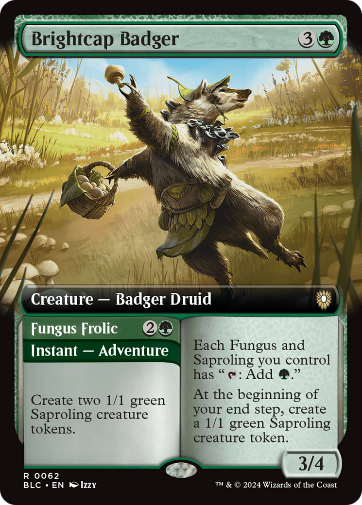 Brightcap Badger // Fungus Frolic (Extended Art) [Bloomburrow Commander] | Good Games Adelaide SA