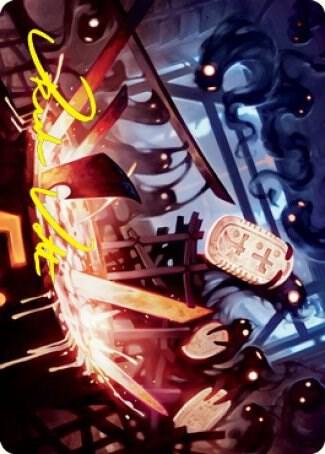 Smoke Spirits Aid Art Card Gold Stamped Signature 41 (Art Series: Kamigawa: Neon Dynasty)  | Good Games Adelaide SA