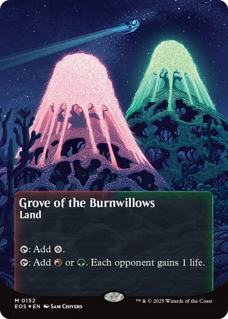 Grove of the Burnwillows (0152) (Borderless) (Galaxy Foil) [Edge of Eternities: Stellar Sights] | Good Games Adelaide SA
