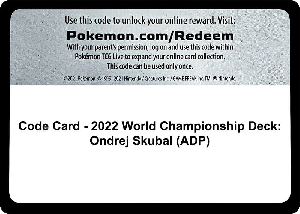 Code Card 2022 World Championship Deck Ondrej Skubal ADP  (World Championship Decks)  | Good Games Adelaide SA
