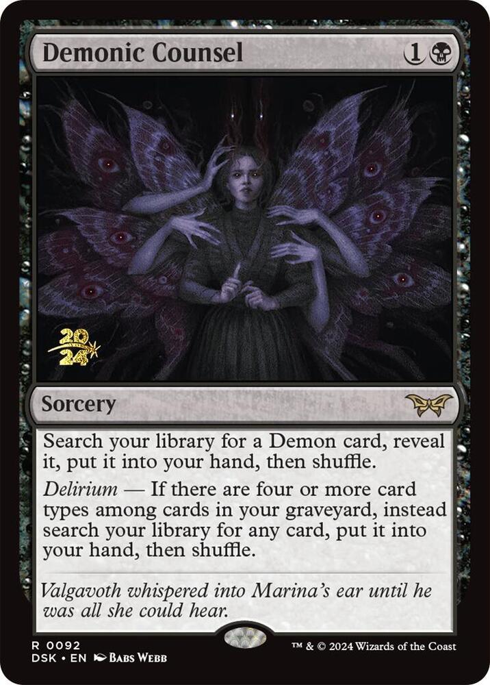 Demonic Counsel 92 (Prerelease Cards)  - Foil | Good Games Adelaide SA
