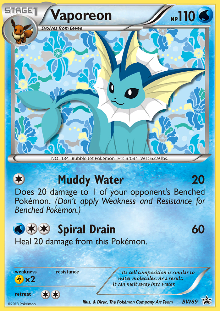 Vaporeon (BW89) [Black & White: Black Star Promos] | Good Games Adelaide SA