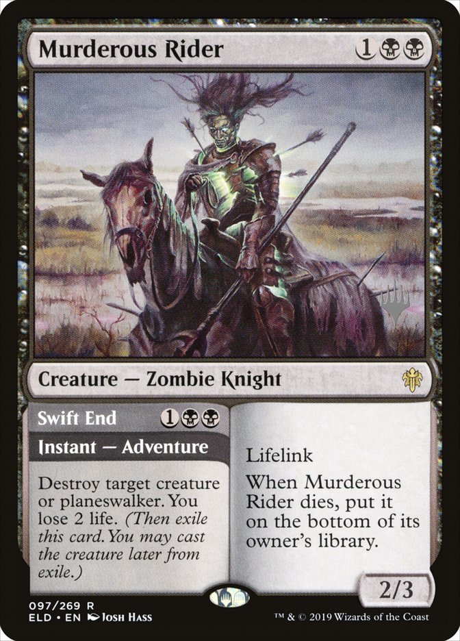 Murderous Rider // Swift End (Promo Pack) [Throne of Eldraine Promos] | Good Games Adelaide SA