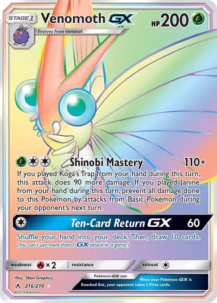 Venomoth GX Secret 216/214 (SM - Unbroken Bonds)  - Holofoil | Good Games Adelaide SA