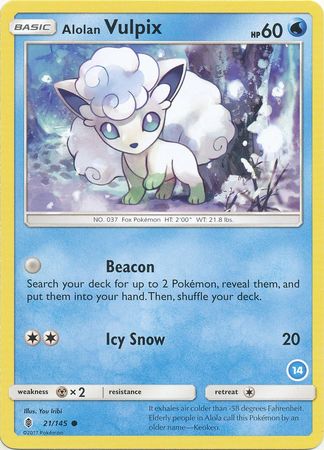 Alolan Vulpix (21/145) (Deck Exclusive #14) [Sun & Moon: Trainer Kit - Alolan Ninetales] | Good Games Adelaide SA