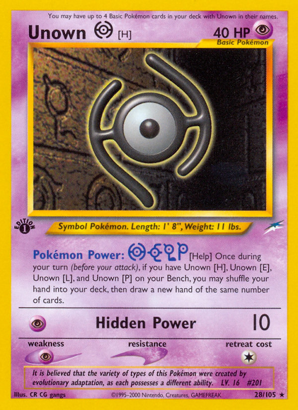 Unown [H] (28/105) [Neo Destiny 1st Edition] | Good Games Adelaide SA