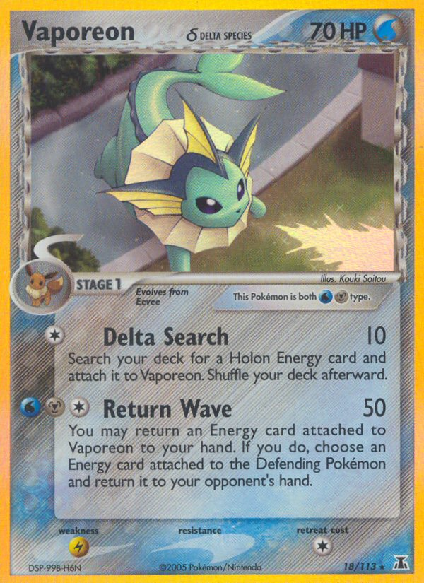 Vaporeon (18/113) (Delta Species) [EX: Delta Species] | Good Games Adelaide SA