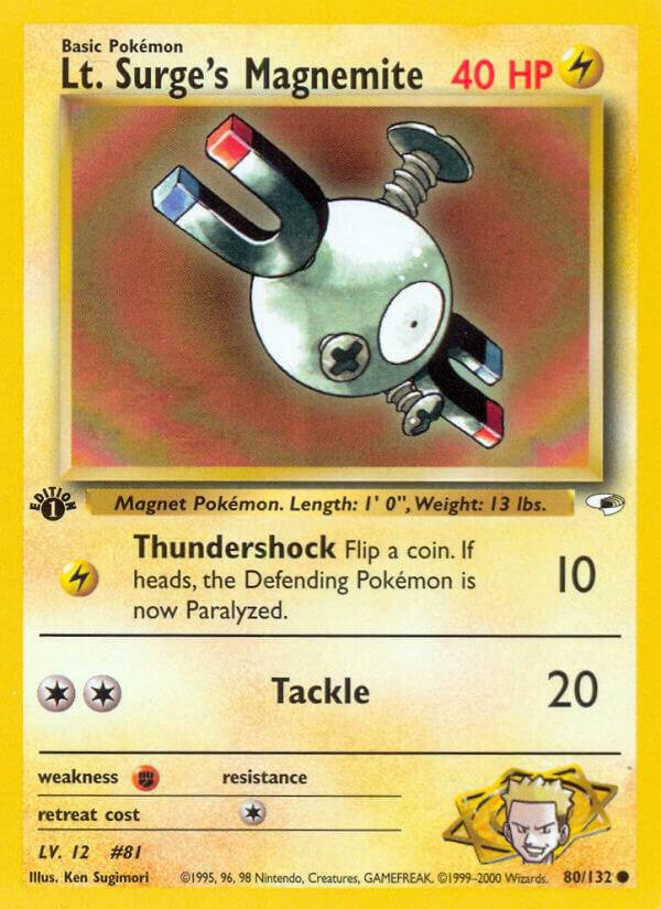 Lt Surge's Magnemite  080/132 (Gym Heroes)  - 1st Edition | Good Games Adelaide SA
