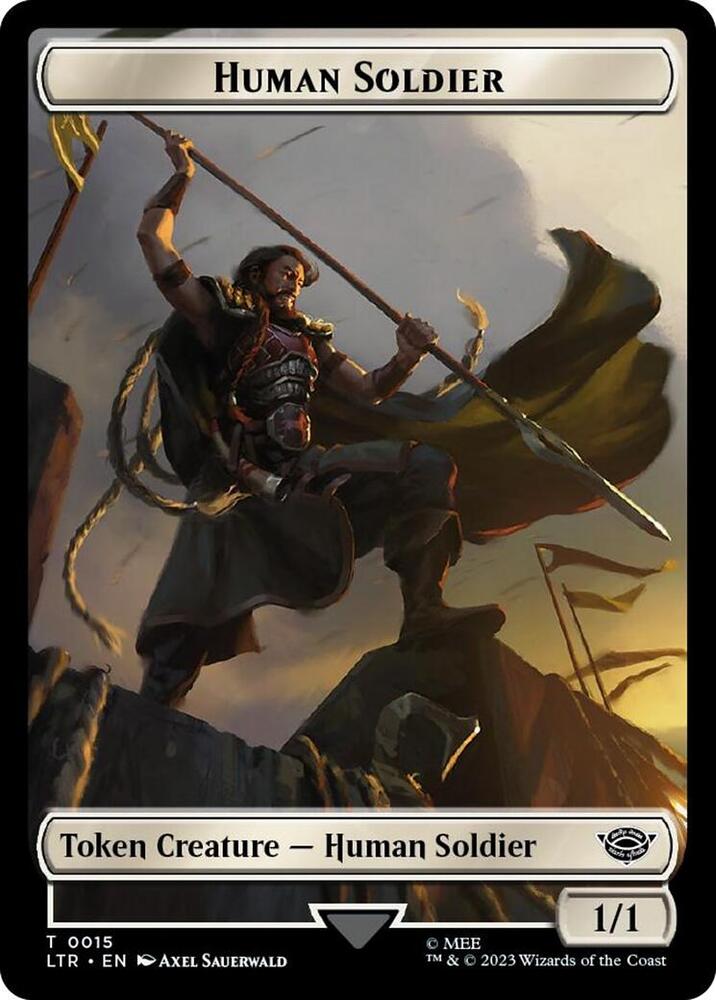 Human Soldier 0015 Food 0023 Double Sided Token Surge Foil 15 // 23 (Universes Beyond: The Lord of the Rings: Tales of Middle-earth)  - Foil | Good Games Adelaide SA