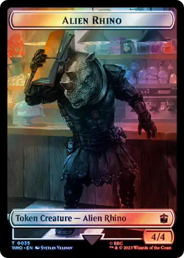 Alien Rhino Cyberman Double Sided Token Surge Foil 35 // 56 (Universes Beyond: Doctor Who)  - Foil | Good Games Adelaide SA