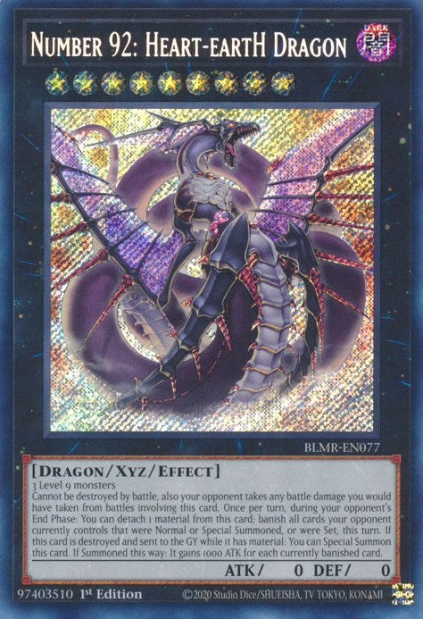 Number 92: Heart-eartH Dragon [BLMR-EN077] Secret Rare | Good Games Adelaide SA