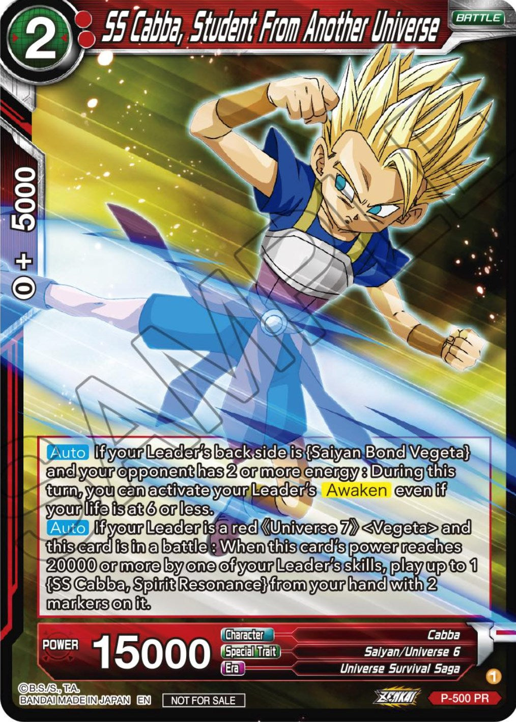 SS Cabba, Student From Another Universe (Zenkai Series Tournament Pack Vol.4) (P-500) [Tournament Promotion Cards] | Good Games Adelaide SA