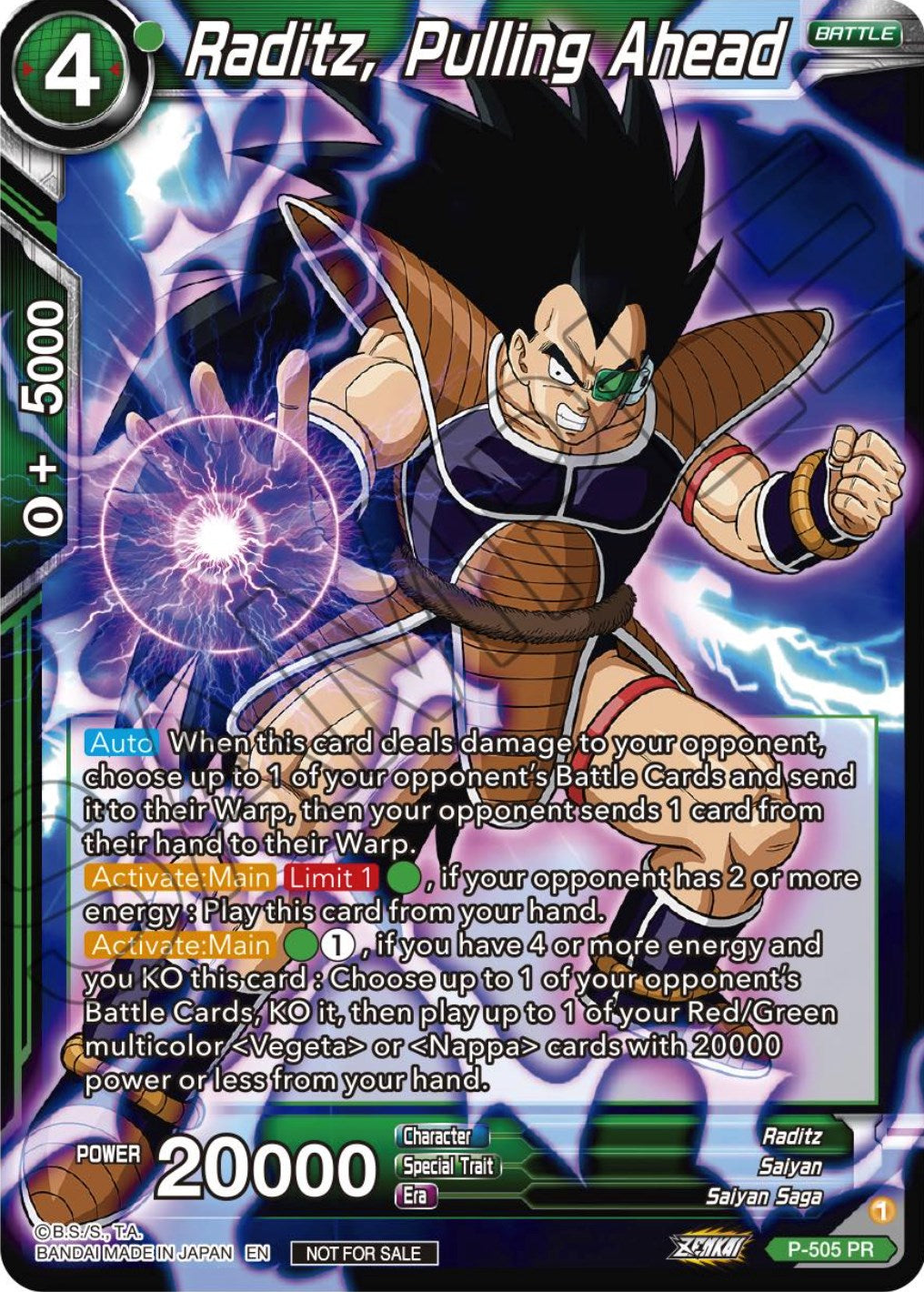 Raditz, Pulling Ahead (Zenkai Series Tournament Pack Vol.4) (P-505) [Tournament Promotion Cards] | Good Games Adelaide SA