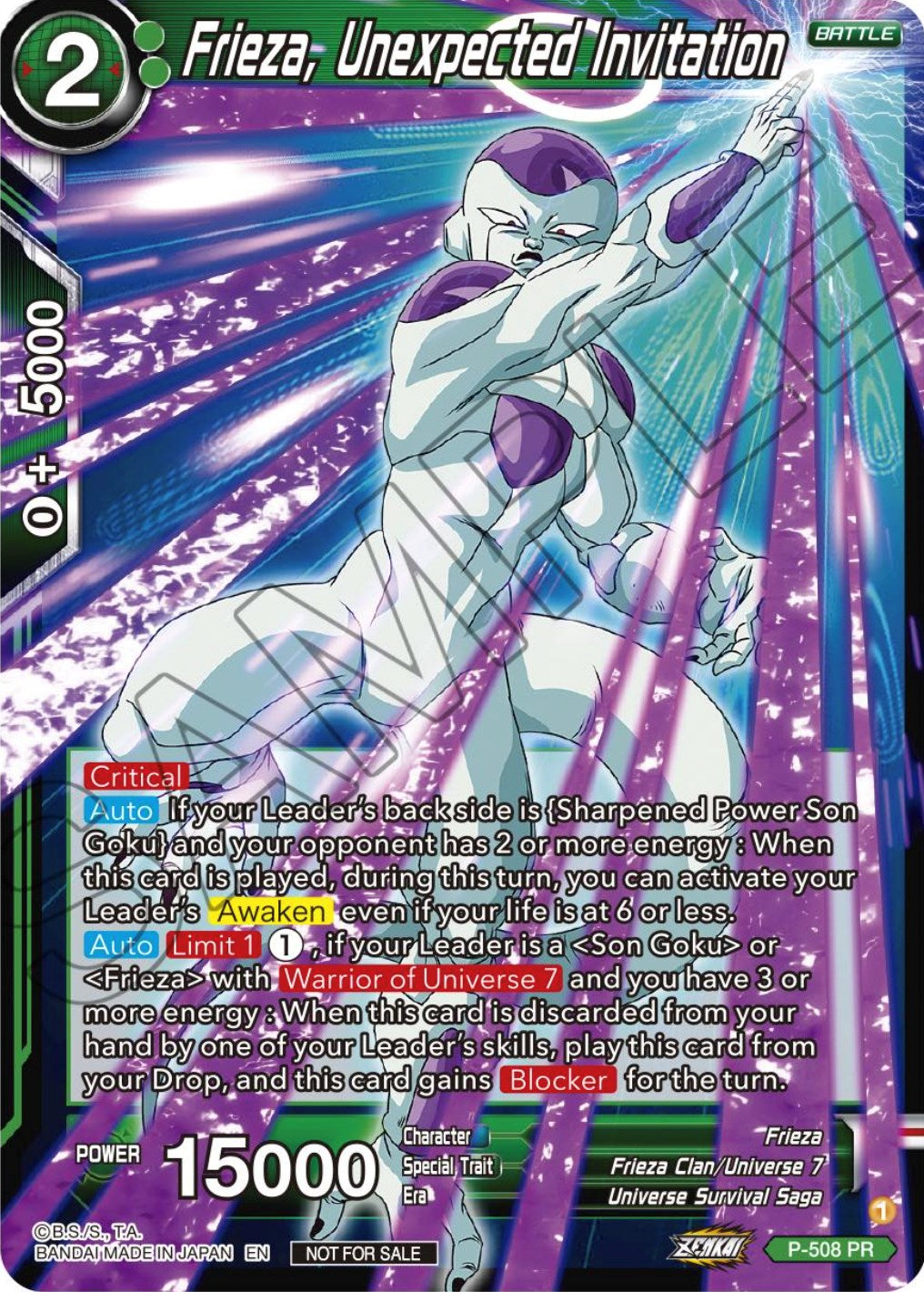 Frieza, Unexpected Invitation (Zenkai Series Tournament Pack Vol.4) (P-508) [Tournament Promotion Cards] | Good Games Adelaide SA