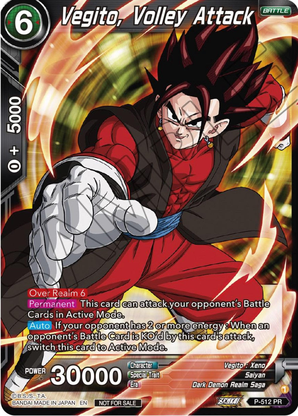 Vegito, Volley Attack (Zenkai Series Tournament Pack Vol.4) (P-512) [Tournament Promotion Cards] | Good Games Adelaide SA