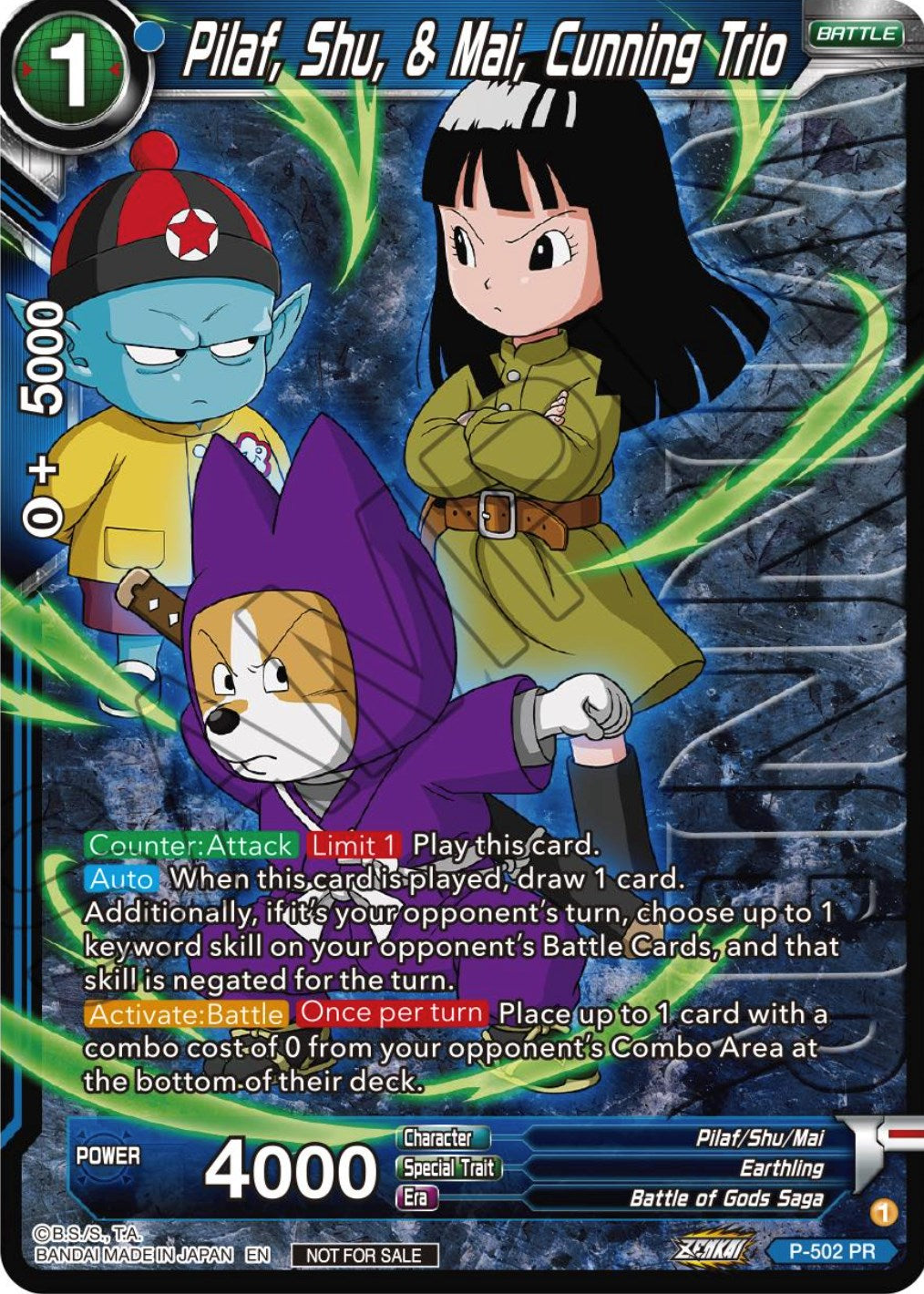 Pilaf, Shu, & Mai, Cunning Trio (Zenkai Series Tournament Pack Vol.4 Winner) (P-502) [Tournament Promotion Cards] | Good Games Adelaide SA