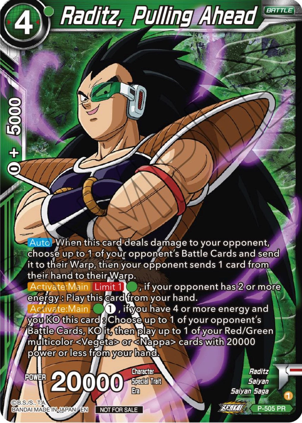 Raditz, Pulling Ahead (Zenkai Series Tournament Pack Vol.4 Winner) (P-505) [Tournament Promotion Cards] | Good Games Adelaide SA