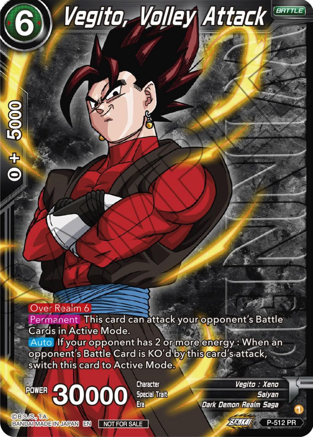 Vegito, Volley Attack (Zenkai Series Tournament Pack Vol.4 Winner) (P-512) [Tournament Promotion Cards] | Good Games Adelaide SA