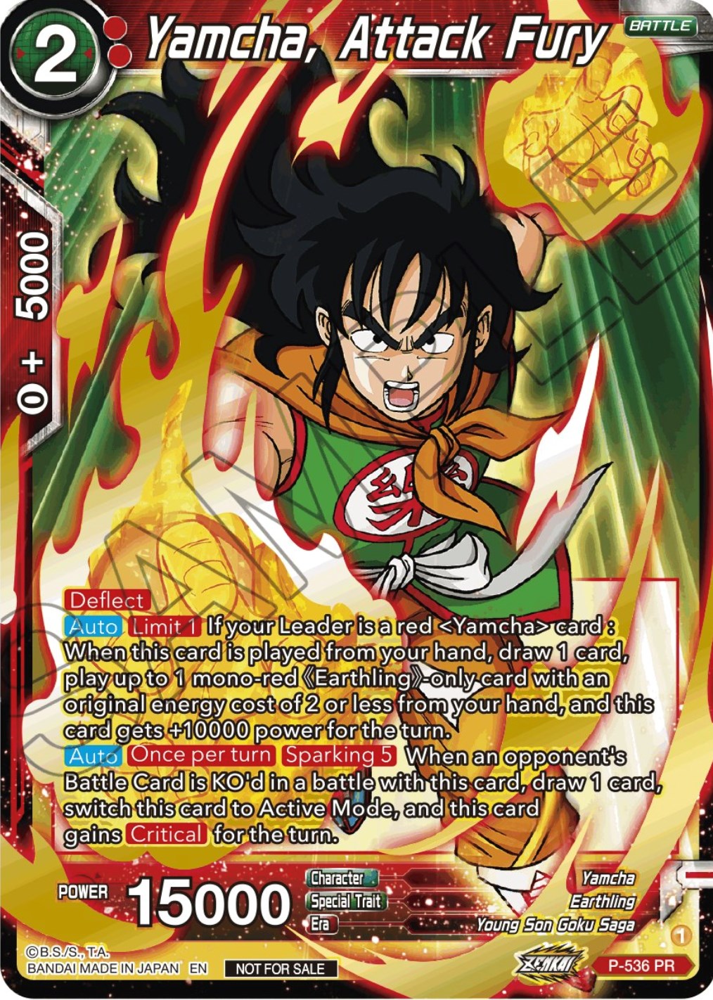 Yamcha, Attack Fury (Championship Selection Pack 2023 Vol.2) (Gold-Stamped Silver Foil) (P-536) [Tournament Promotion Cards] | Good Games Adelaide SA
