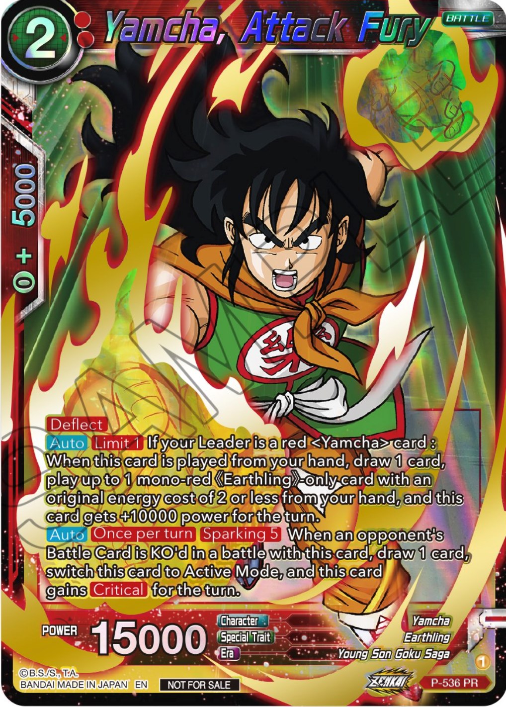 Yamcha, Attack Fury (Championship Selection Pack 2023 Vol.2) (Gold-Stamped Shatterfoil) (P-536) [Tournament Promotion Cards] | Good Games Adelaide SA