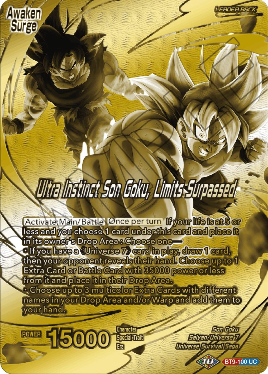 Son Goku // Ultra Instinct Son Goku, Limits Surpassed (Championship 2023 Golden Card Vol.2, Version 1) (BT9-100) [Tournament Promotion Cards] | Good Games Adelaide SA