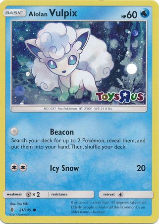 Alolan Vulpix (21/145) (Toys R Us Promo) [Sun & Moon: Guardians Rising] | Good Games Adelaide SA