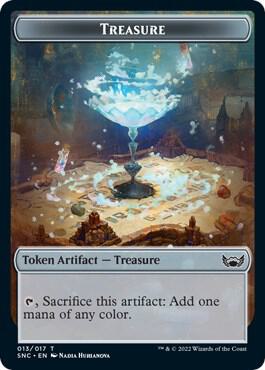 Treasure 013 Rhino Warrior Double Sided Token 13 // 11 (Streets of New Capenna)  - Foil | Good Games Adelaide SA